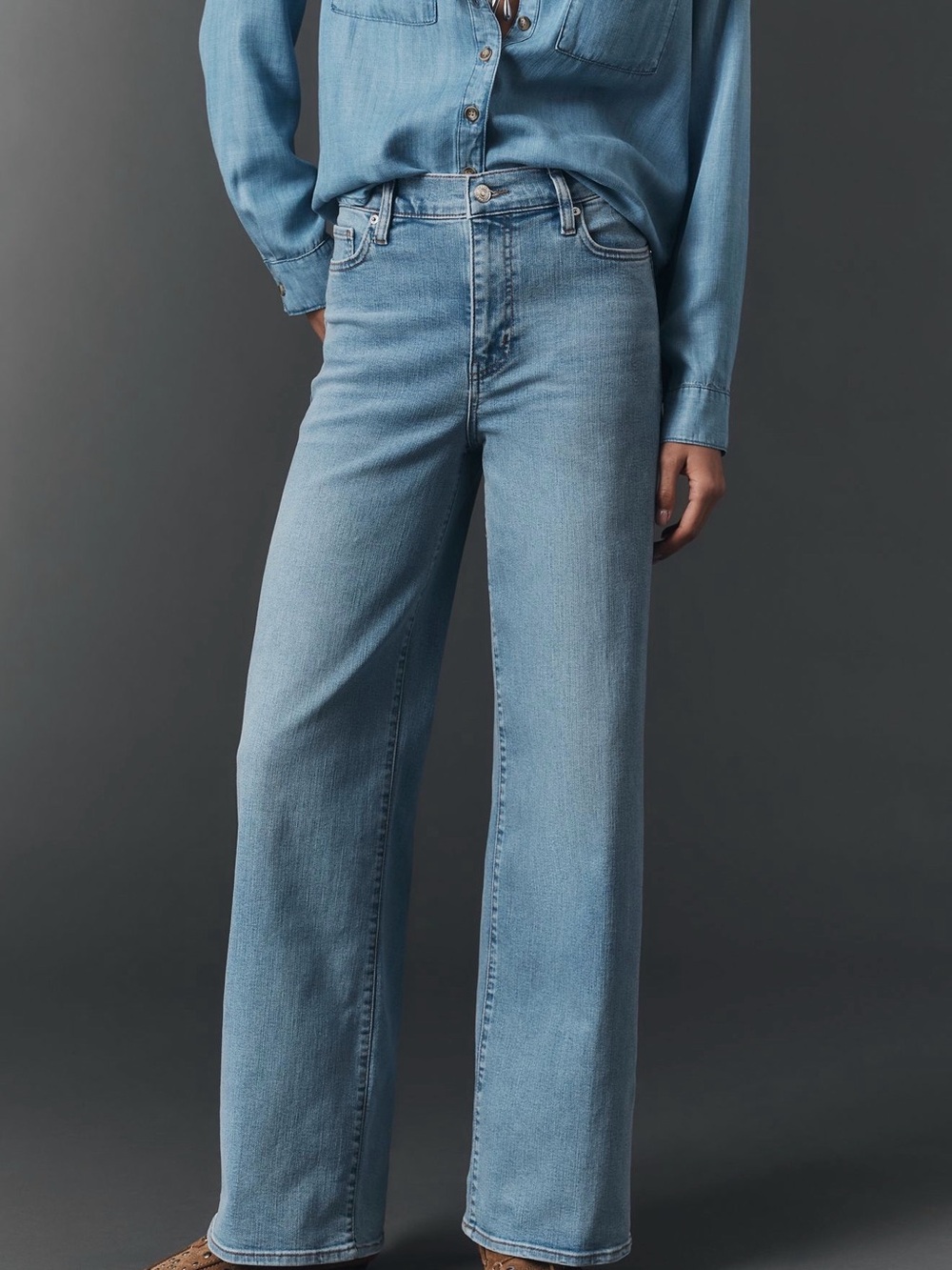 Frame Denim Le Slim Palazzo Light Blue Wide-Leg Jeans